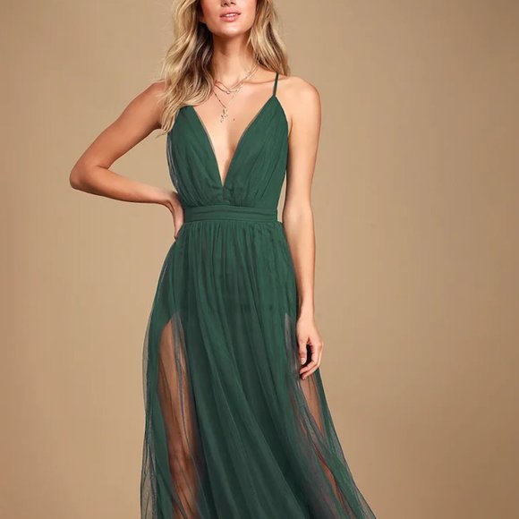Lulus Dresses & Skirts - NEW WITH TAGS Lulus 'Rare Beauty Hunter Green Backless Maxi Dress'